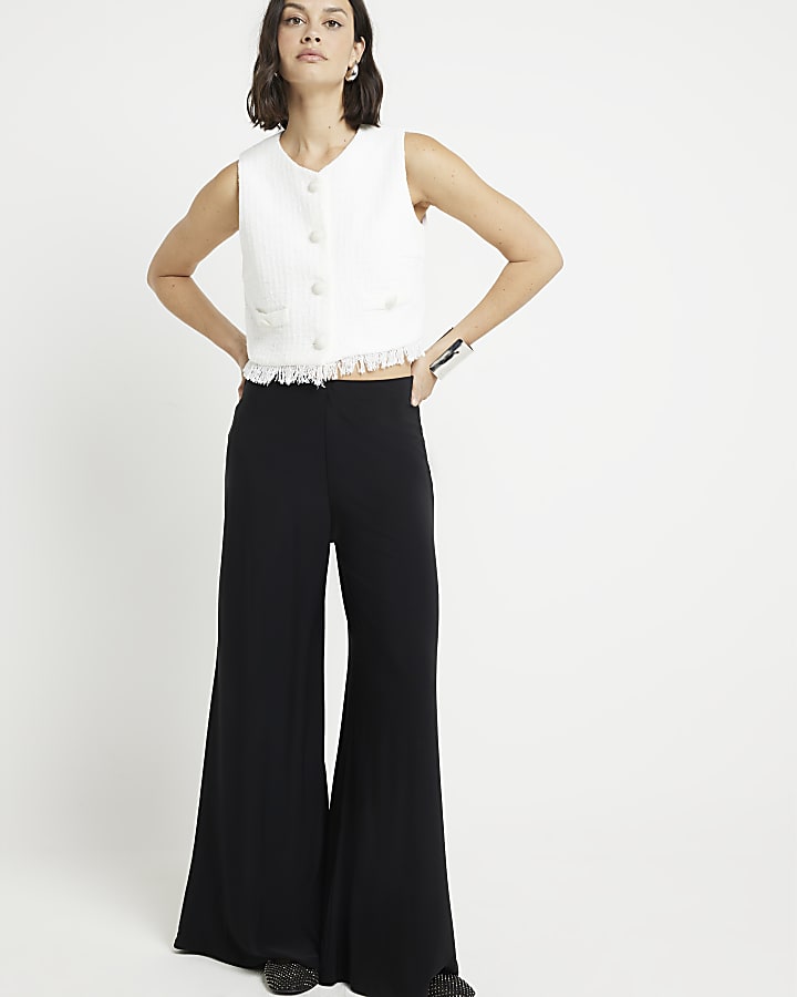 Black Wide Leg Smart Trousers