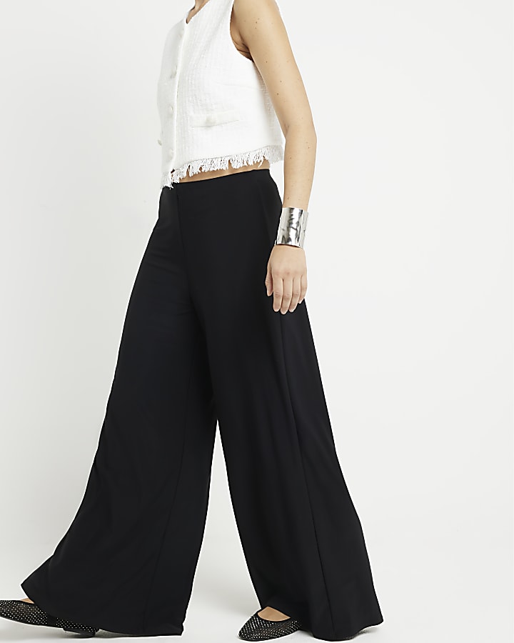 Black Wide Leg Smart Trousers
