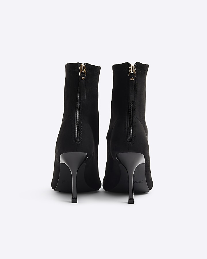 Black suedette sock boot heeled sandals