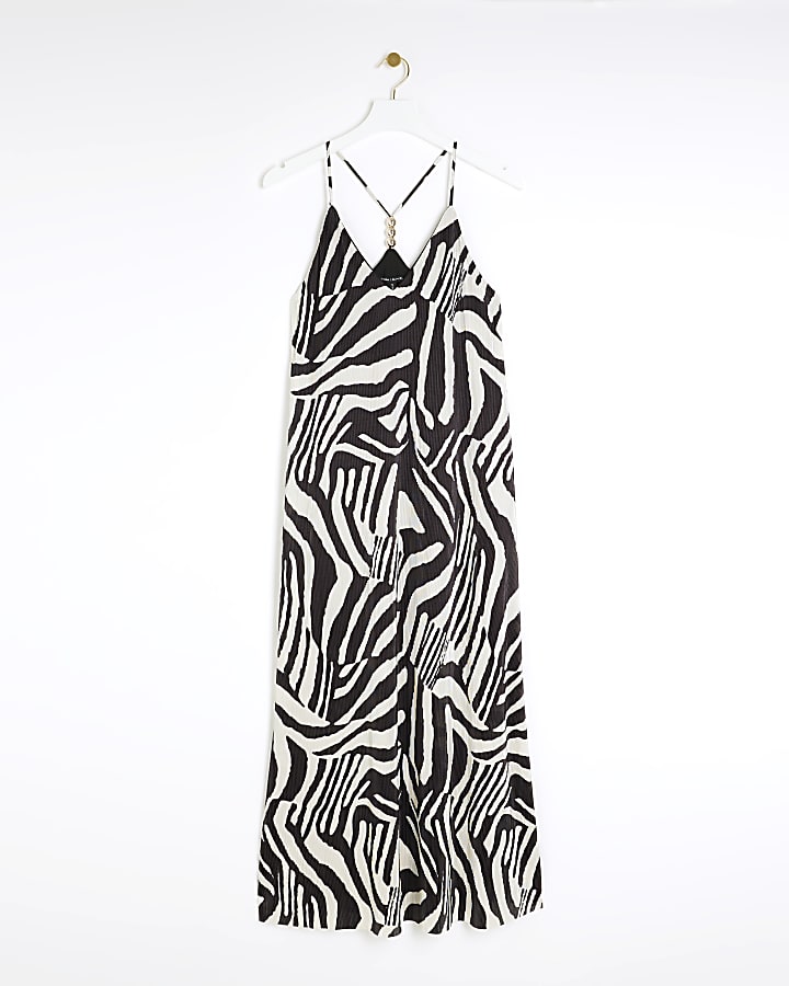 Black zebra print maxi dress