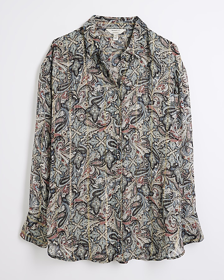 Beige paisley print shirt