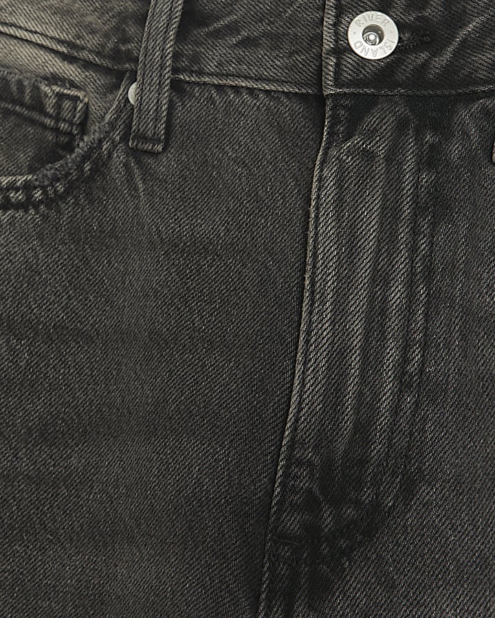 Black Faded Relaxed Straight Jeans