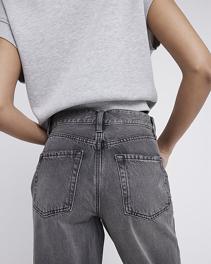 Black Faded Relaxed Straight Jeans
