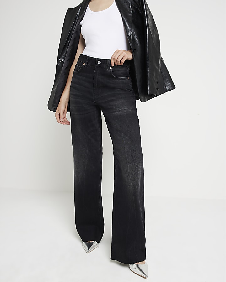 Black High Waisted Relaxed Straight Jeans