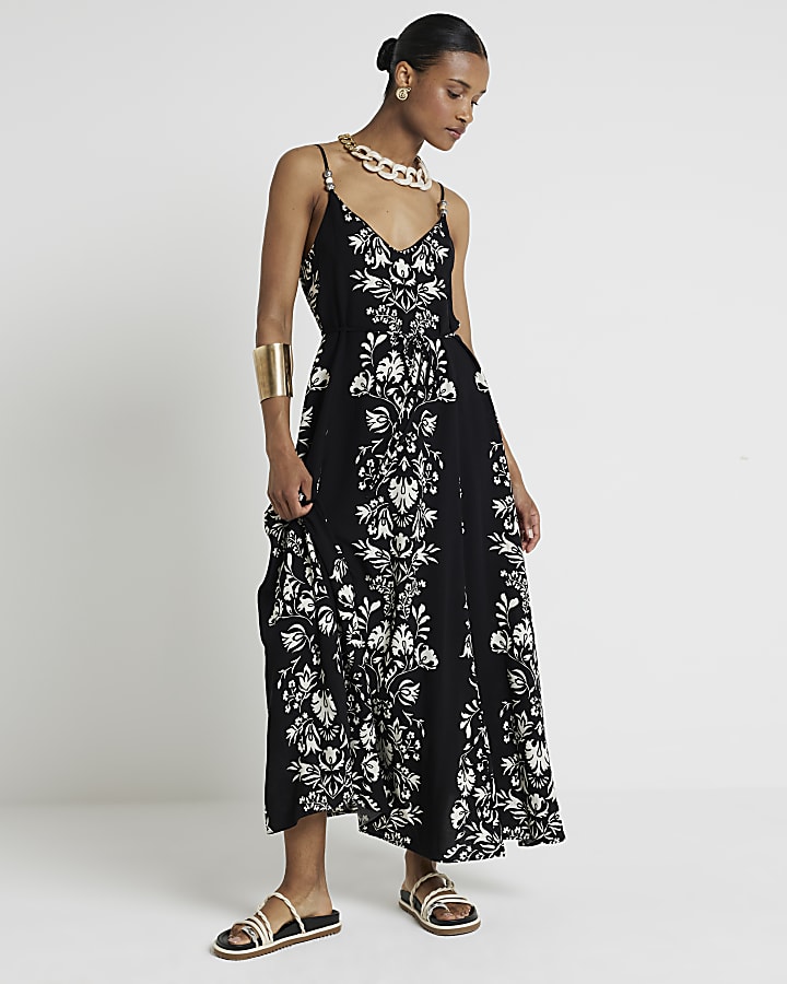 Black floral maxi dresses hotsell