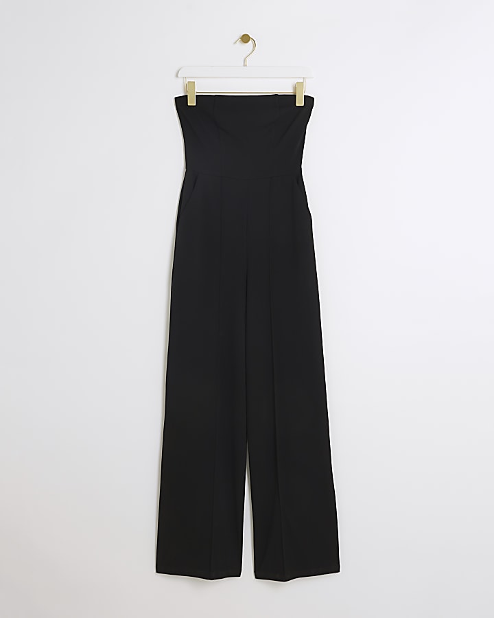 Black Bandeau Wide Leg Jumpsuit