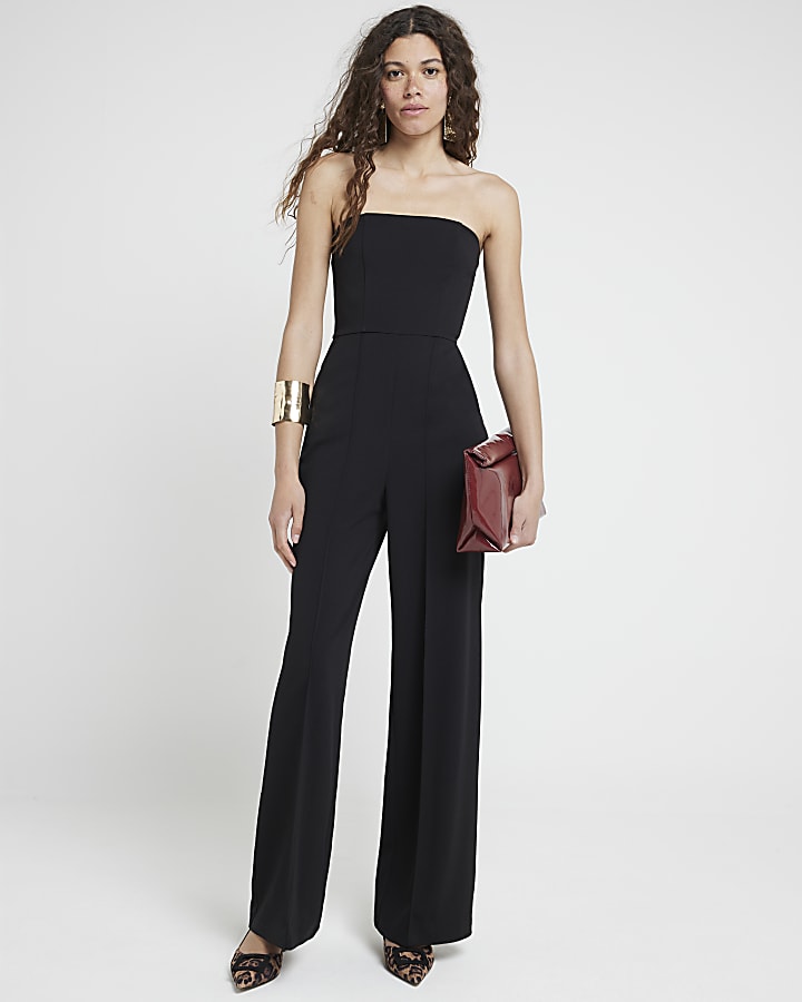 Black Bandeau Wide Leg Jumpsuit