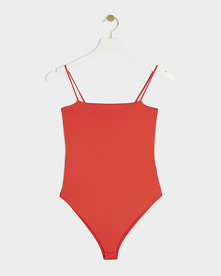 Red Square Neck Bodysuit