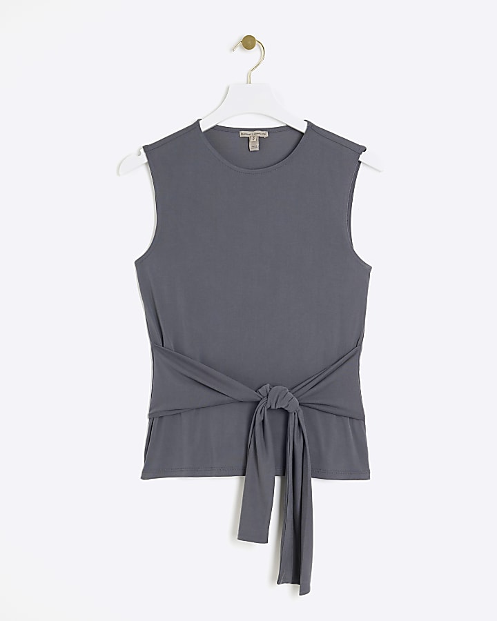 Grey belted tank top