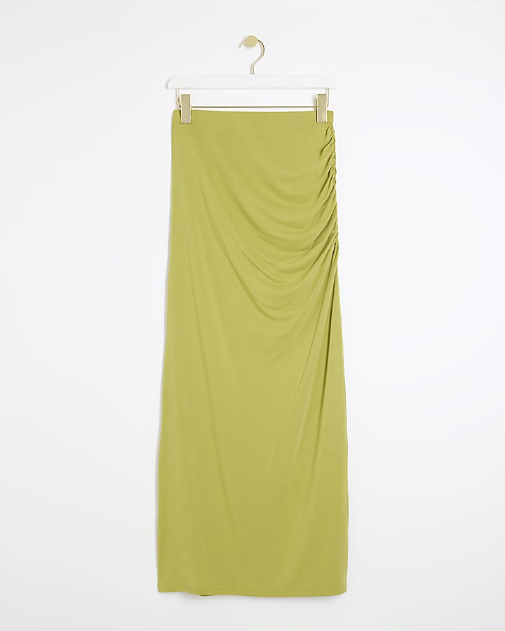 Green pencil maxi skirt