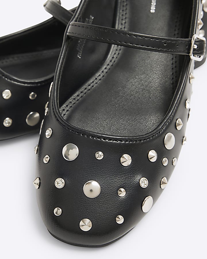 Black Studded Mary Jane Shoes