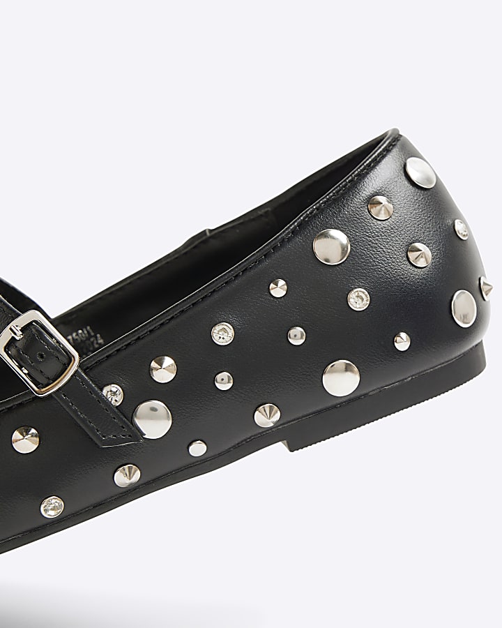 Black Studded Mary Jane Shoes