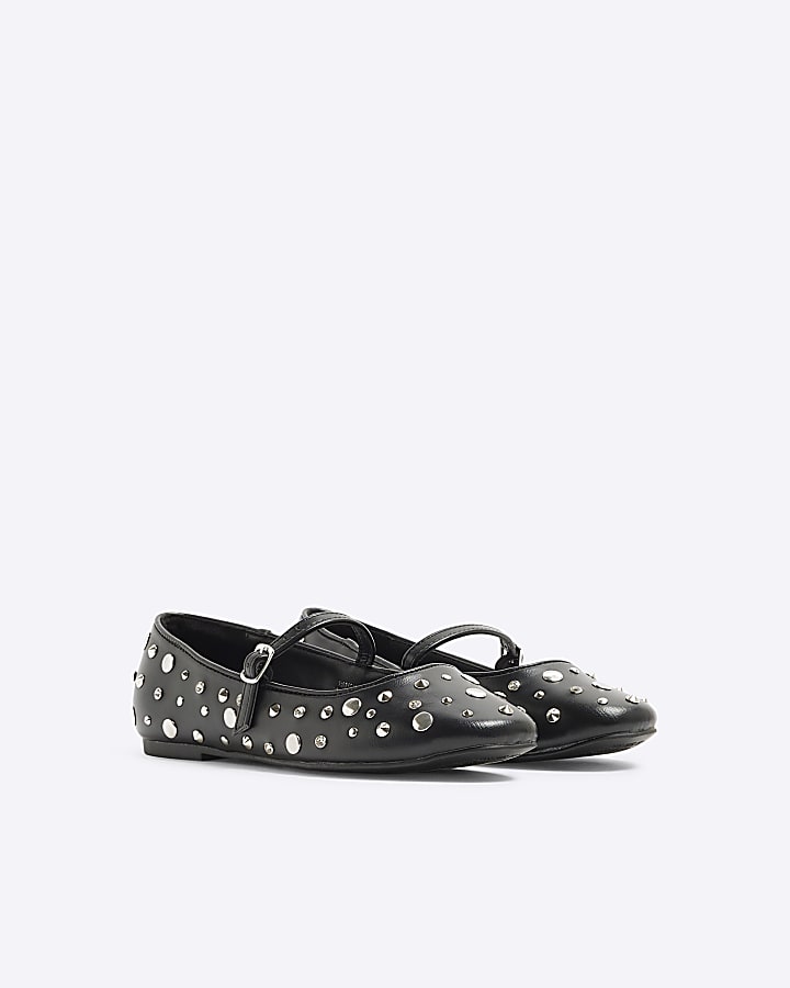 Black Studded Mary Jane Shoes