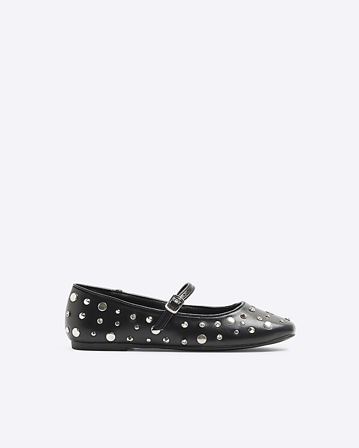 Black Studded Mary Jane Shoes