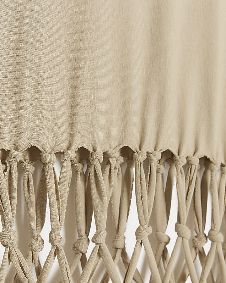 Stone Macrame Fringe Tank Top