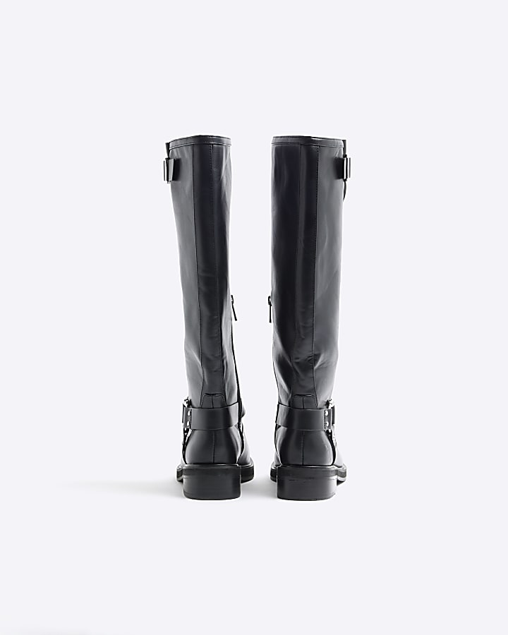 Black High Leg Biker Boots