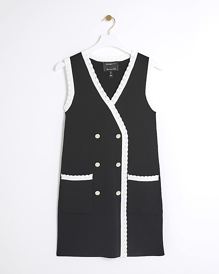 Black ribbed waistcoat shift mini dress