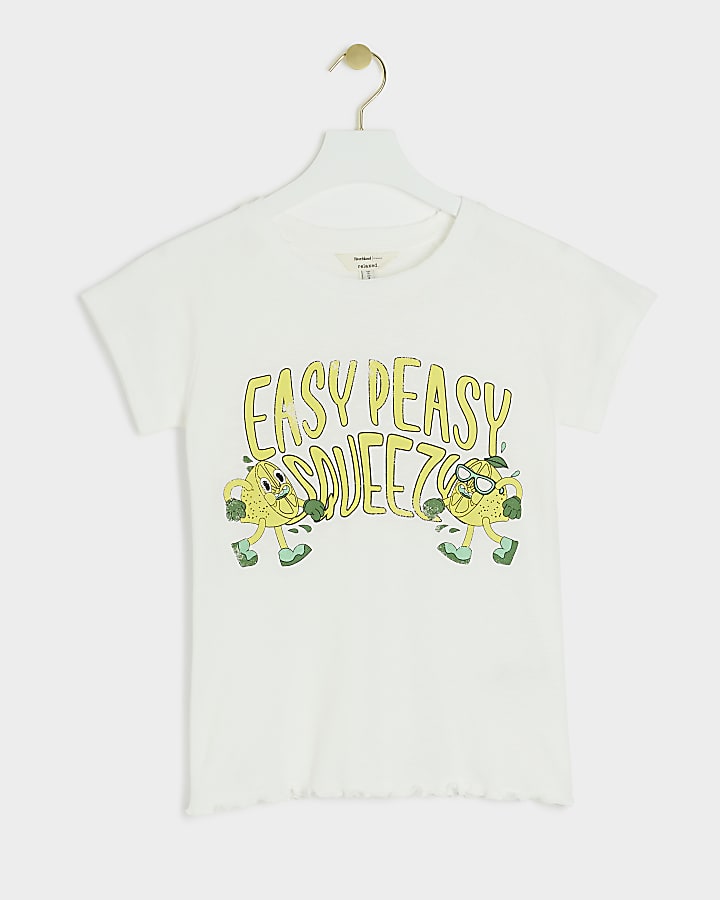 White graphic lemon print t-shirt