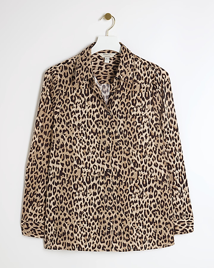 Beige leopard print shirt