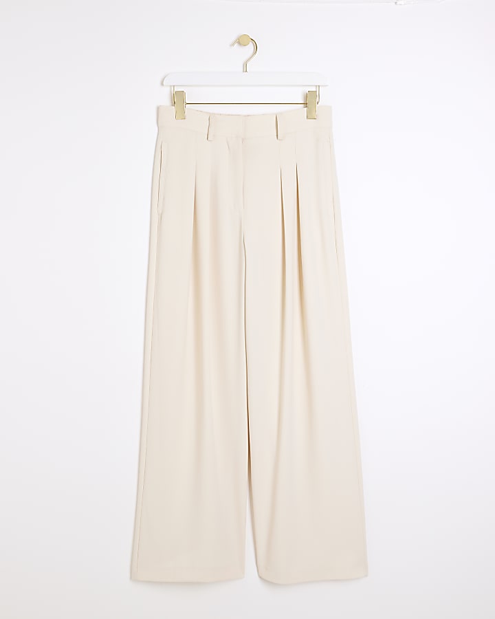 Cream wide leg trousers