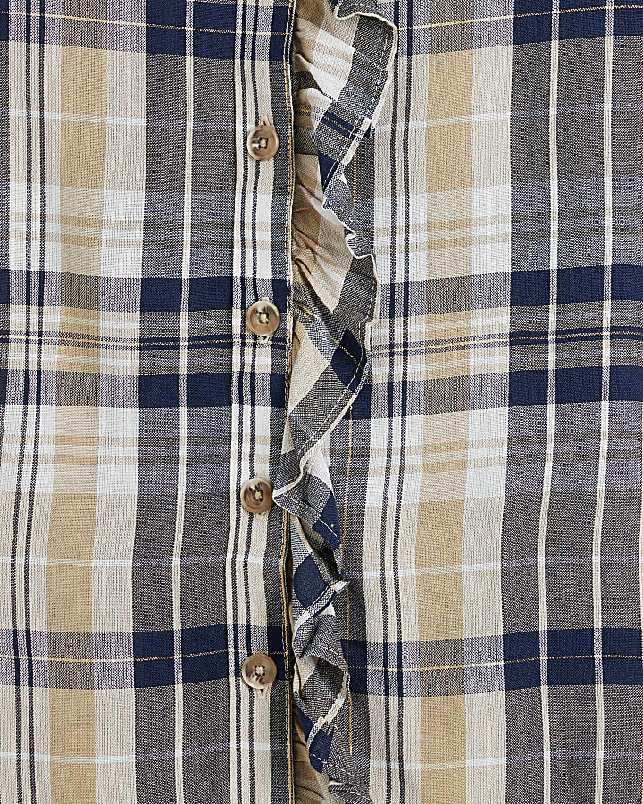Beige Frill Check Shirt