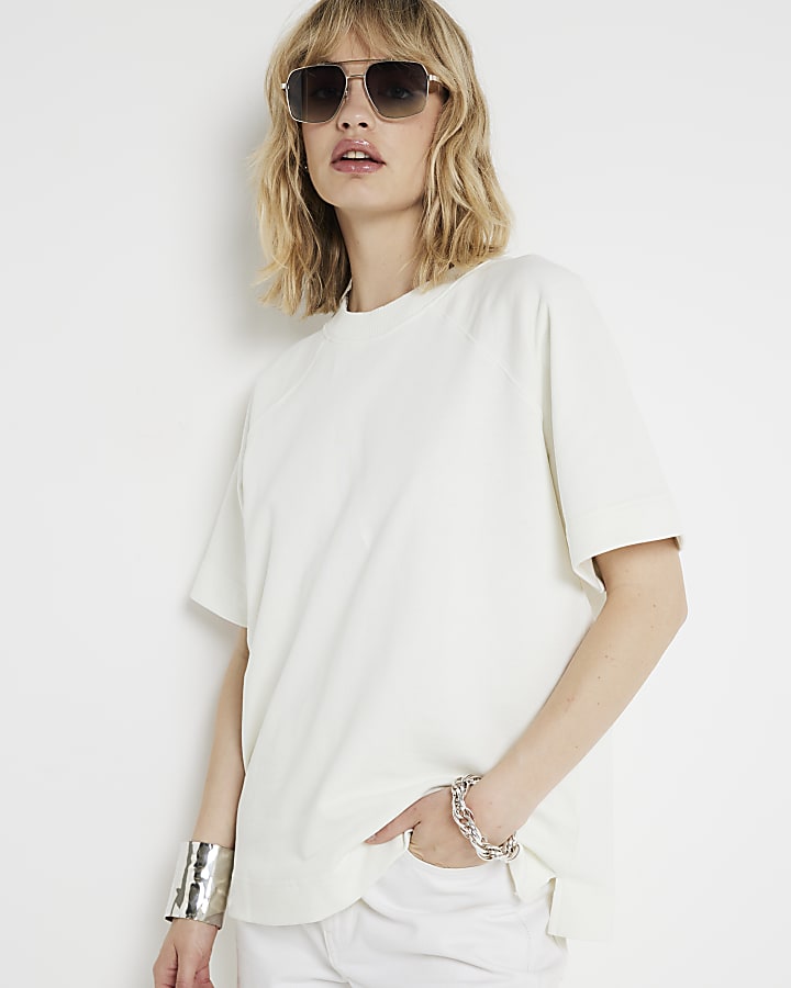 Cream oversized sweatshirt t-shirt