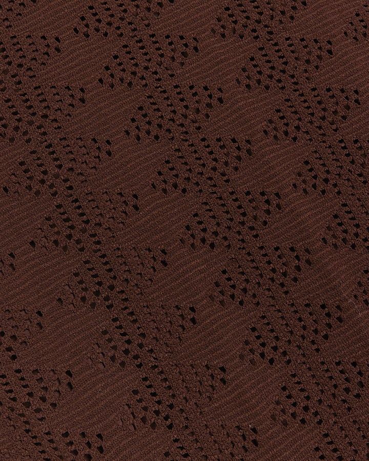 Brown Crochet Bodycon Maxi Dress