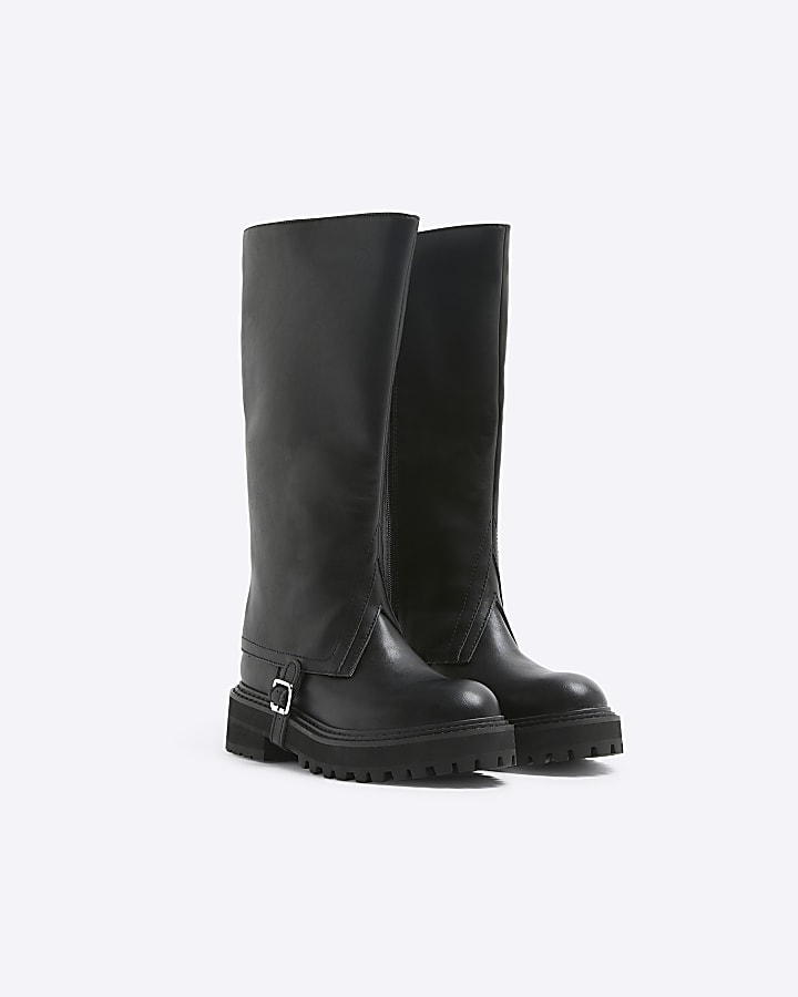 Black Detachable High Leg Boots