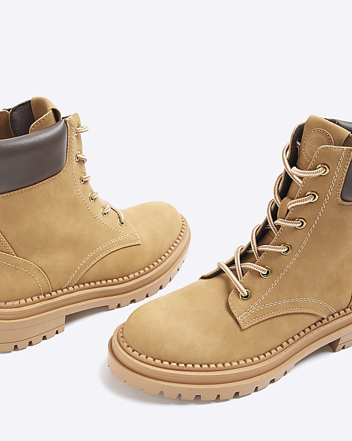 Tan Lace Up Hiker Boots