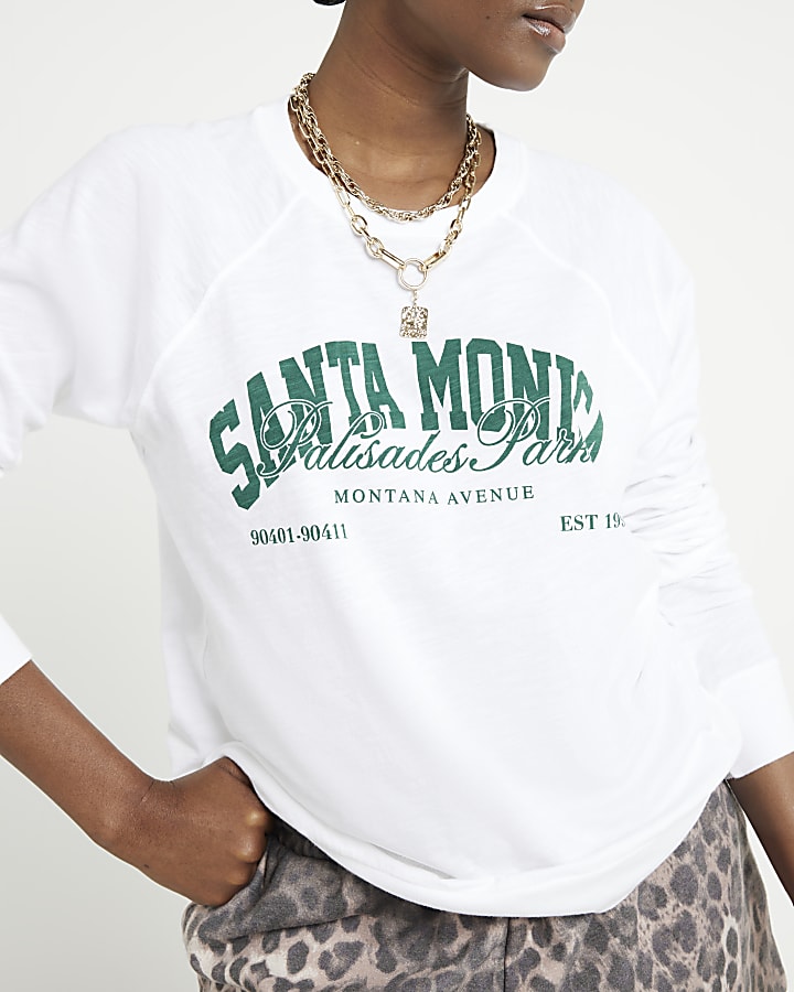 White Santa Monica graphic sweatshirt