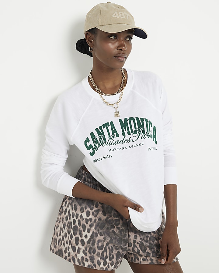 White Santa Monica graphic sweatshirt