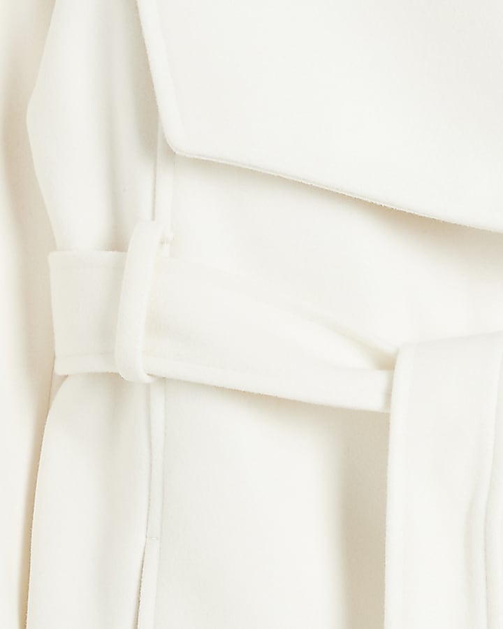 White Belted Wrap Coat