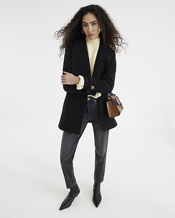 Black Belted Wrap Coat