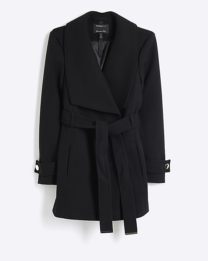 Black Belted Wrap Coat