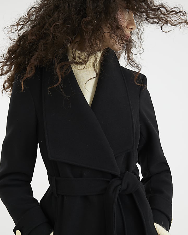 Short belted wrap coat online