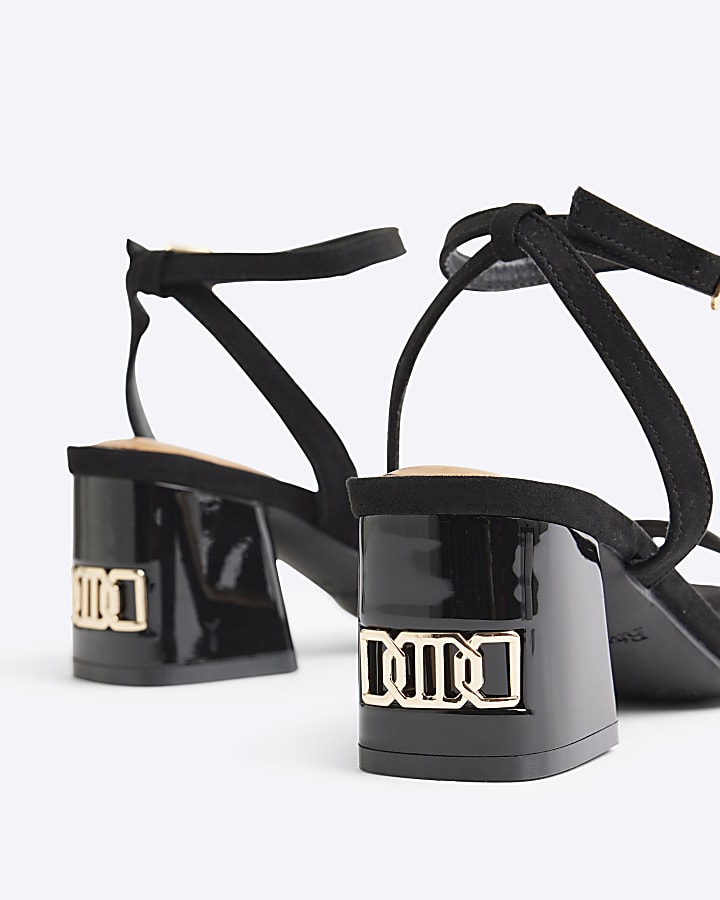 Black hardware detail heeled sandals