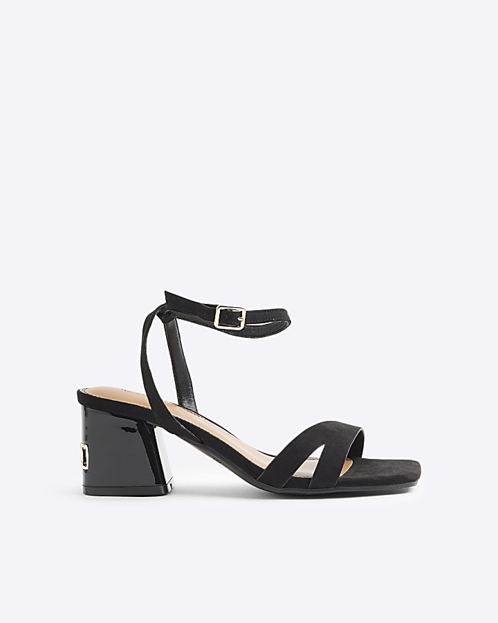 Black hardware detail heeled sandals