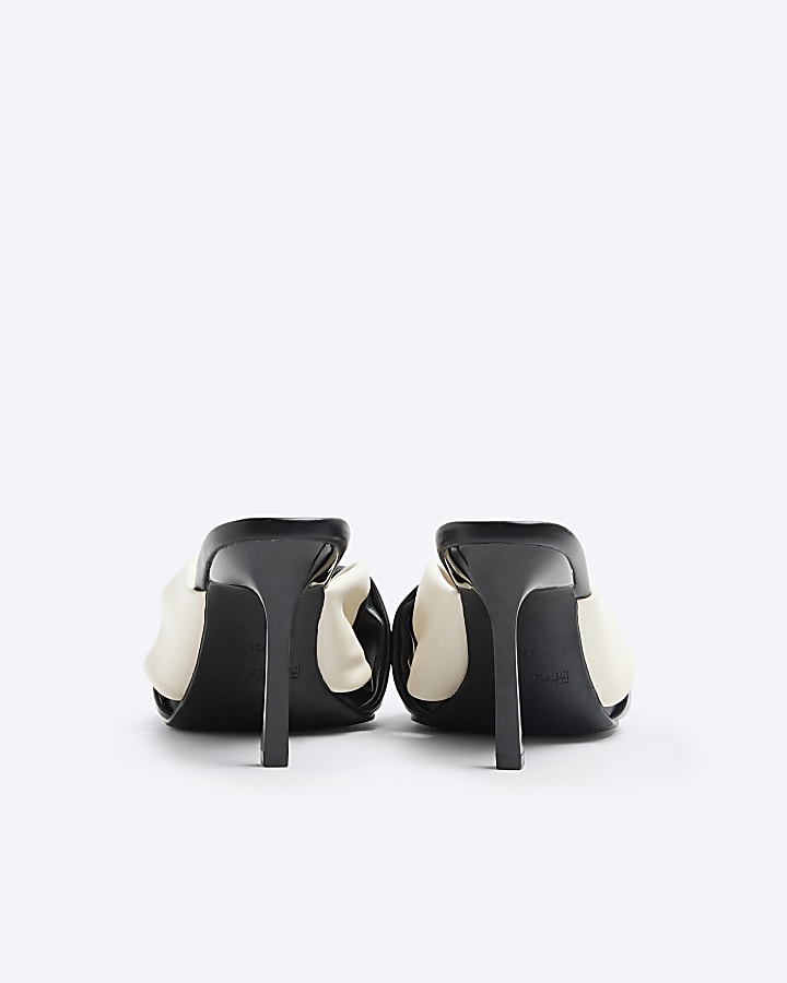 Black twist heeled mule sandals