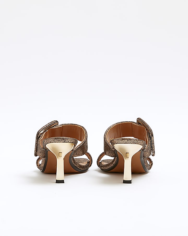 Bronze double buckle mule heels