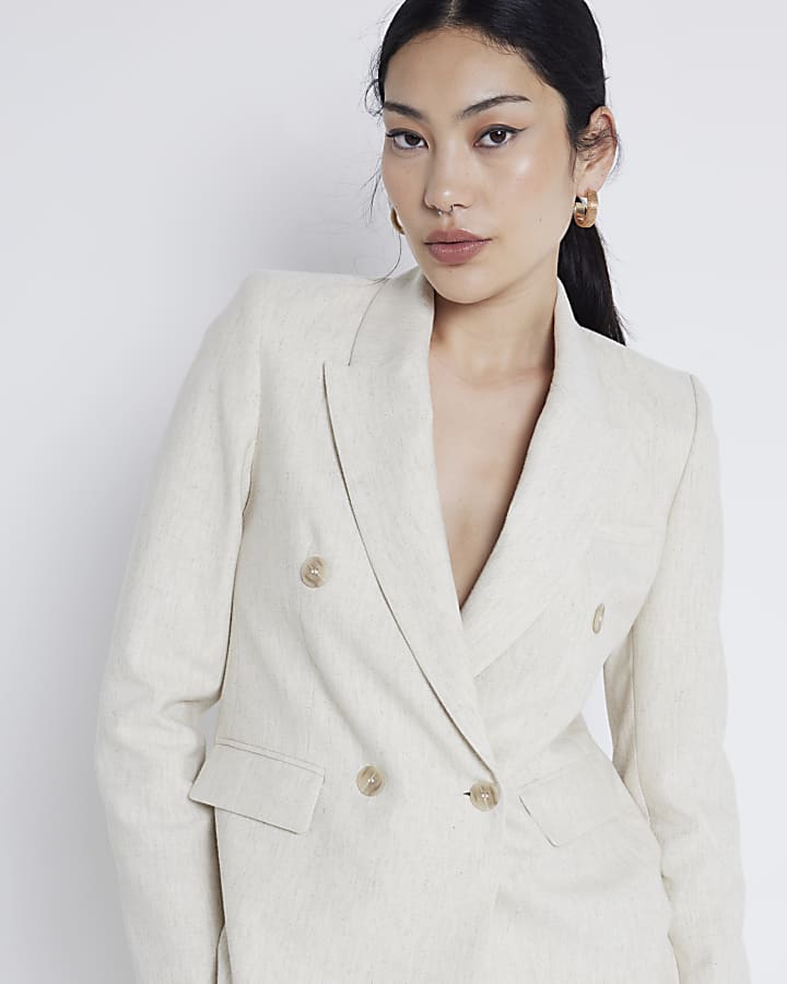 Beige linen blend blazer