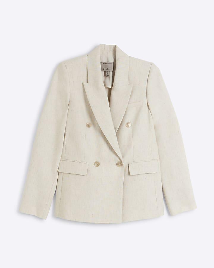 Beige linen blend blazer