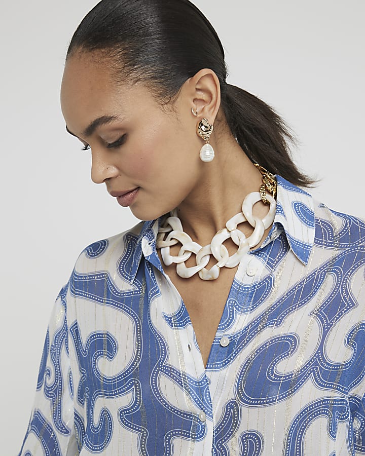 Blue abstract print shirt
