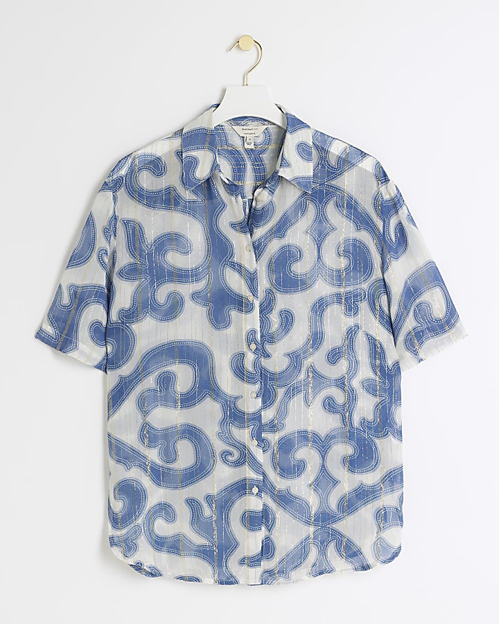 Blue abstract print shirt
