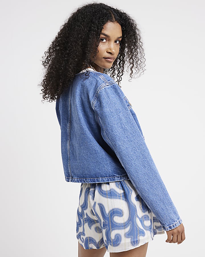 Blue abstract print shorts