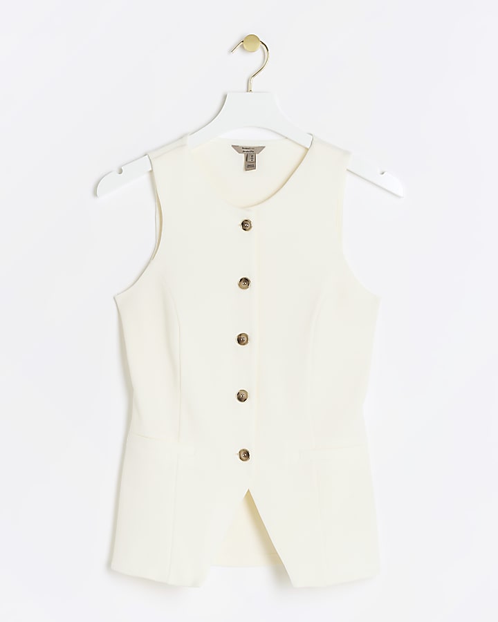 Cream crew neck waistcoat