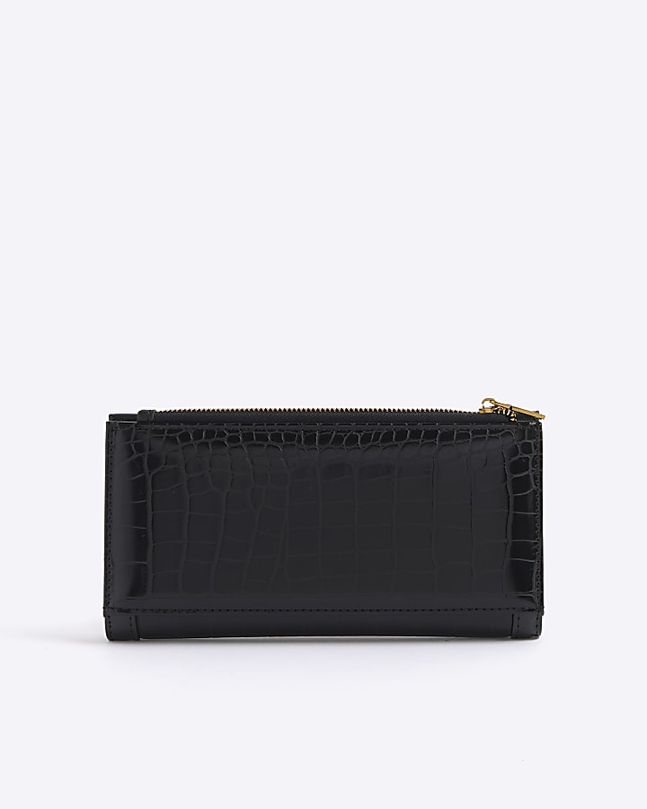 Black croc embossed purse