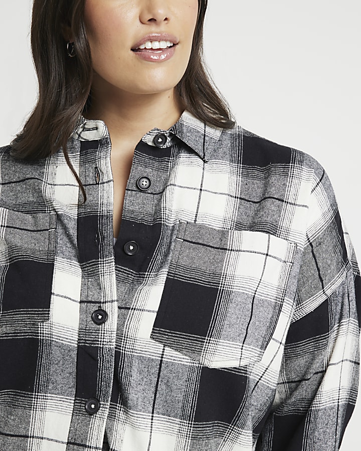 Plus Black Check Longline Shirt