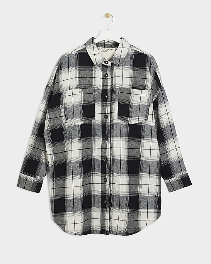 Plus Black Check Longline Shirt