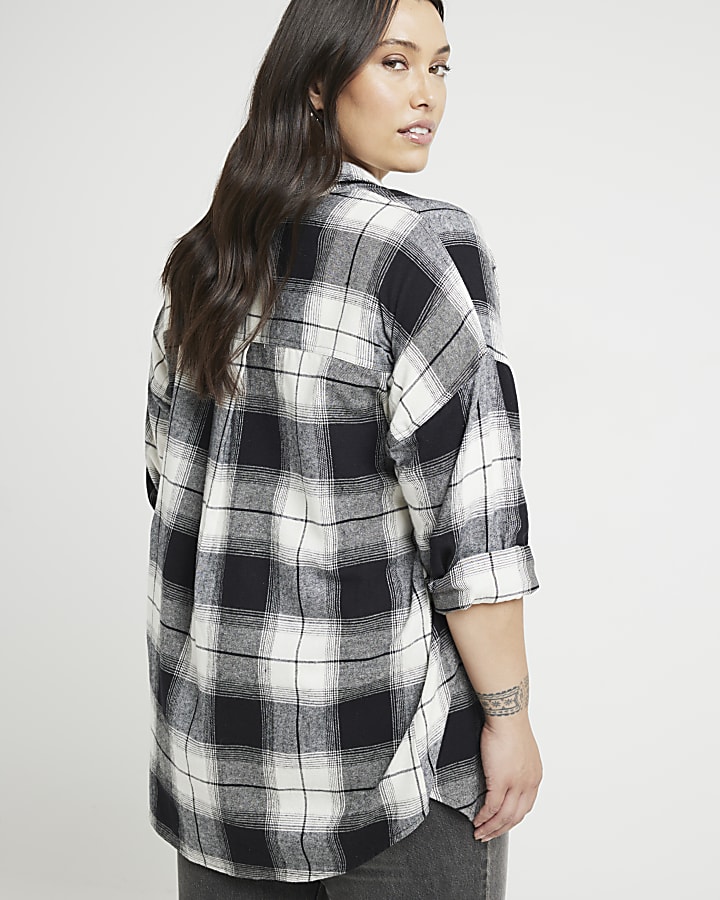 Plus Black Check Longline Shirt