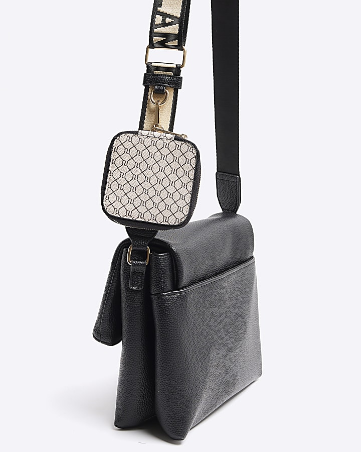 Black fold over cross body bag